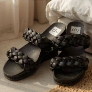 Dolce Vita Black Braided Double Strap Slide Sandals Womens Size 8 Low Heal